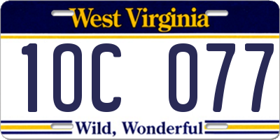 WV license plate 1OC077