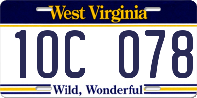 WV license plate 1OC078