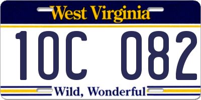 WV license plate 1OC082