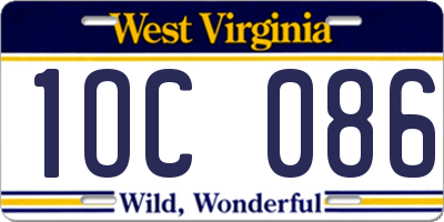 WV license plate 1OC086