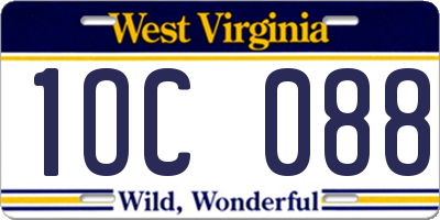 WV license plate 1OC088