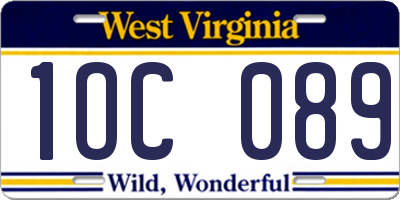 WV license plate 1OC089
