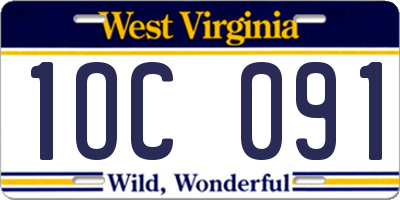 WV license plate 1OC091