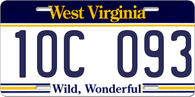 WV license plate 1OC093