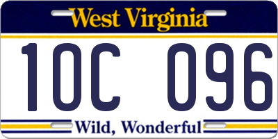 WV license plate 1OC096