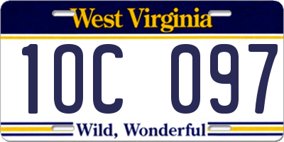 WV license plate 1OC097