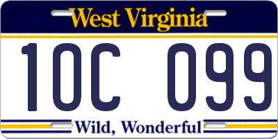 WV license plate 1OC099
