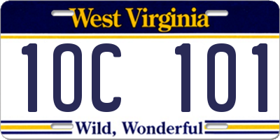 WV license plate 1OC101