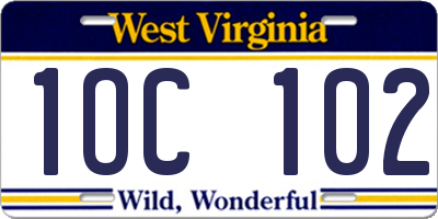 WV license plate 1OC102