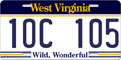 WV license plate 1OC105