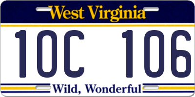 WV license plate 1OC106