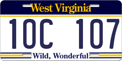 WV license plate 1OC107