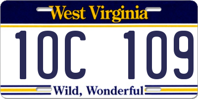 WV license plate 1OC109