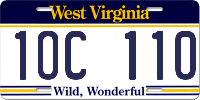 WV license plate 1OC110