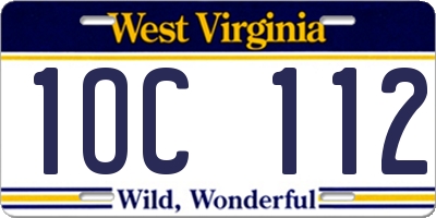 WV license plate 1OC112