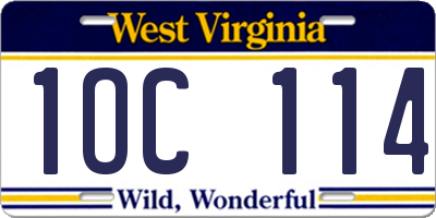 WV license plate 1OC114