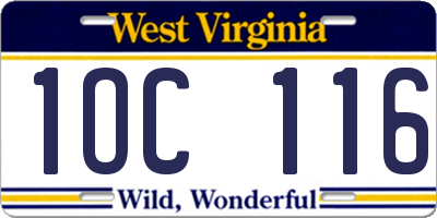 WV license plate 1OC116