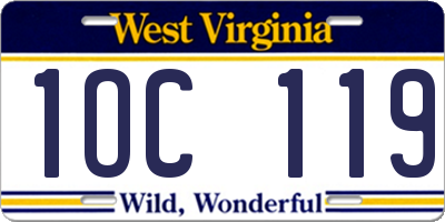 WV license plate 1OC119