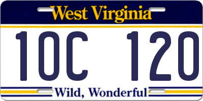 WV license plate 1OC120