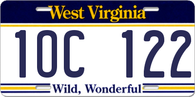 WV license plate 1OC122