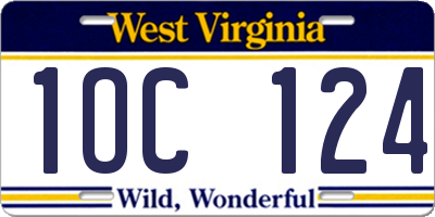 WV license plate 1OC124