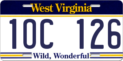 WV license plate 1OC126