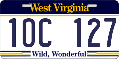 WV license plate 1OC127