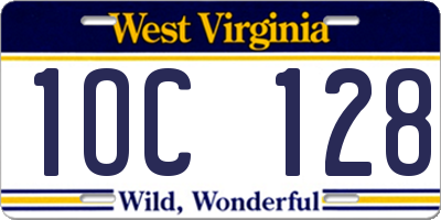 WV license plate 1OC128