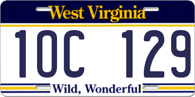 WV license plate 1OC129