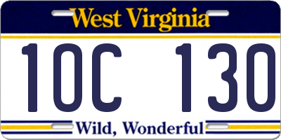 WV license plate 1OC130