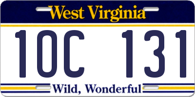 WV license plate 1OC131