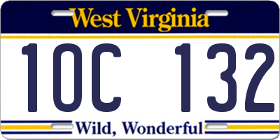WV license plate 1OC132