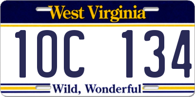 WV license plate 1OC134