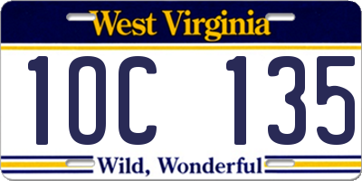 WV license plate 1OC135