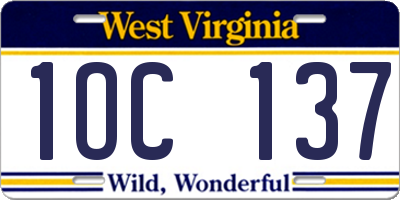 WV license plate 1OC137