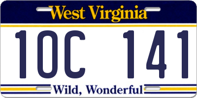 WV license plate 1OC141