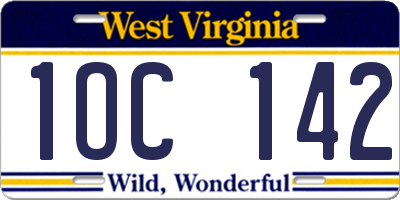 WV license plate 1OC142
