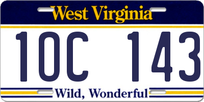 WV license plate 1OC143