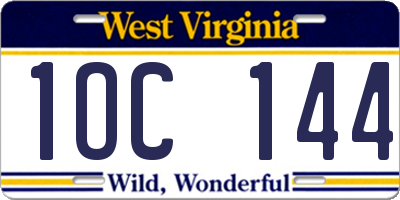 WV license plate 1OC144