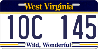 WV license plate 1OC145