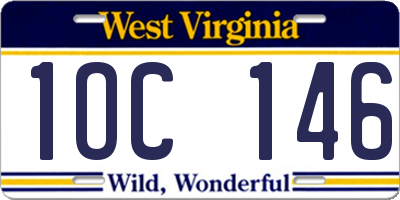 WV license plate 1OC146