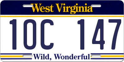 WV license plate 1OC147