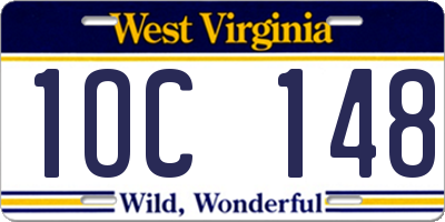 WV license plate 1OC148