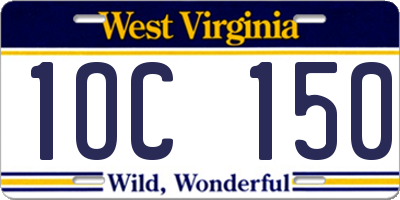 WV license plate 1OC150
