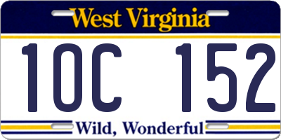 WV license plate 1OC152