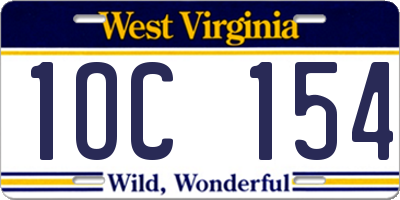 WV license plate 1OC154