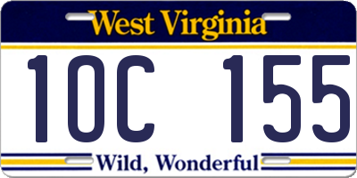 WV license plate 1OC155