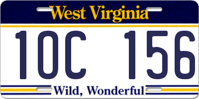 WV license plate 1OC156