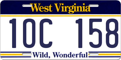 WV license plate 1OC158