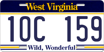 WV license plate 1OC159
